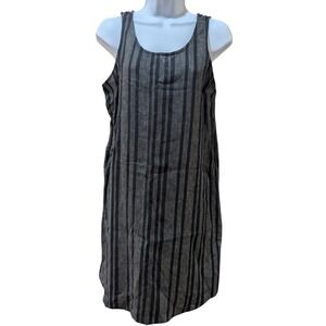 Old Navy Womens Black White Striped Linen Blend Shift Dress Coastal Chic Boho SM
